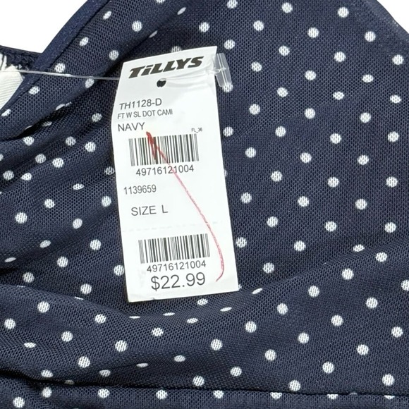 Full Tilt Women's Large Polka Dot Cami Crop Top Navy NWT - Picture 6 of 7